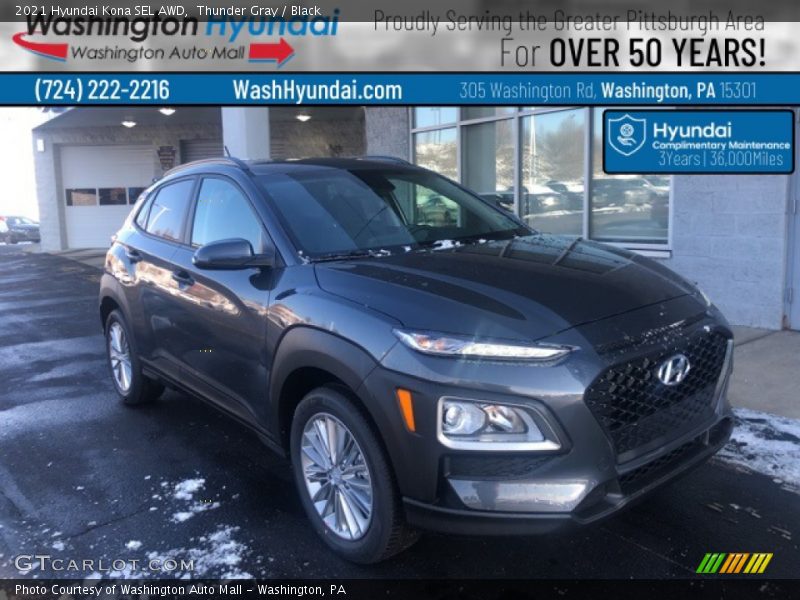 Thunder Gray / Black 2021 Hyundai Kona SEL AWD