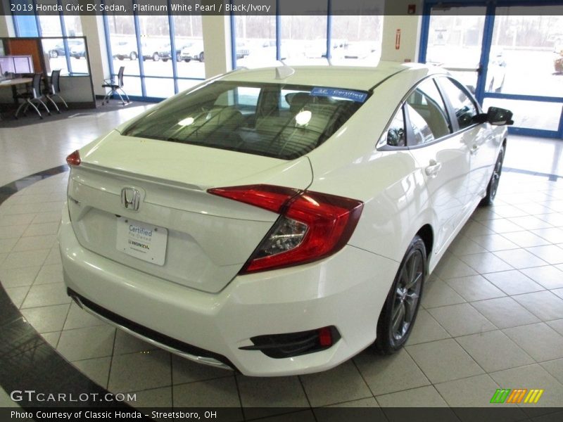 Platinum White Pearl / Black/Ivory 2019 Honda Civic EX Sedan