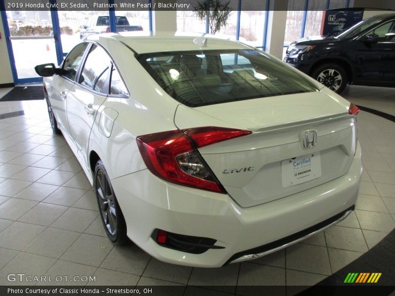Platinum White Pearl / Black/Ivory 2019 Honda Civic EX Sedan