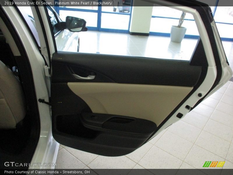 Platinum White Pearl / Black/Ivory 2019 Honda Civic EX Sedan