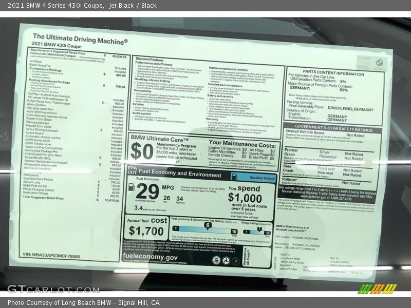 Jet Black / Black 2021 BMW 4 Series 430i Coupe