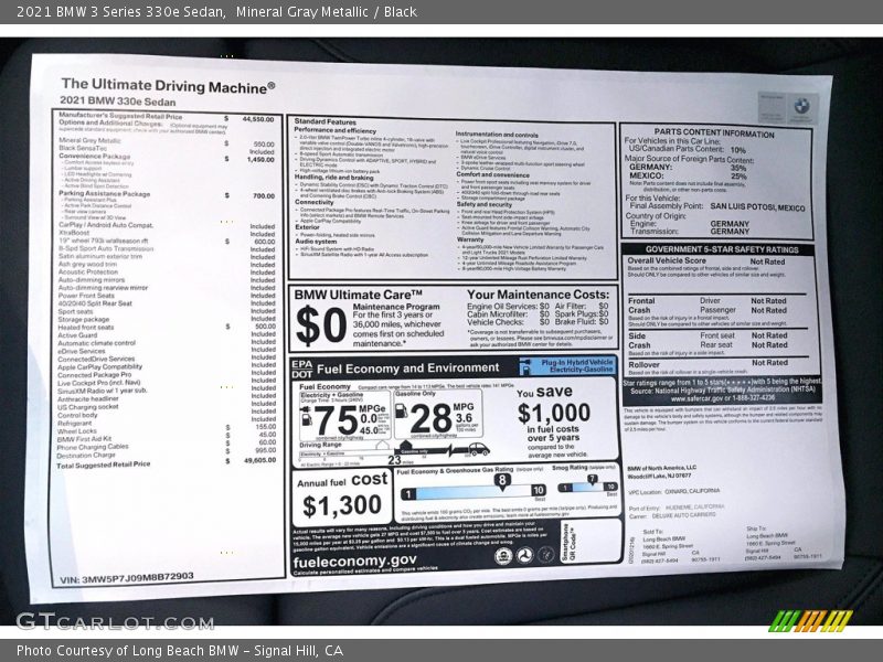 Mineral Gray Metallic / Black 2021 BMW 3 Series 330e Sedan