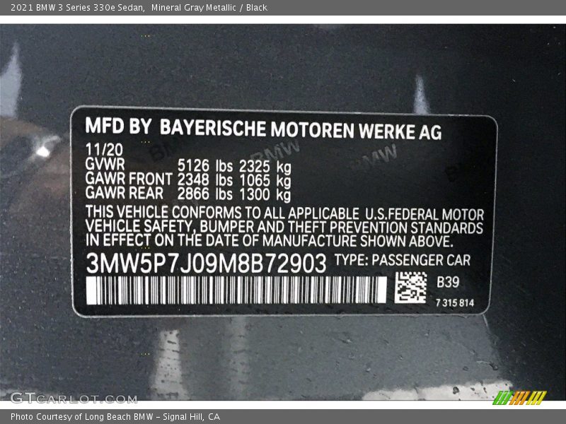 Mineral Gray Metallic / Black 2021 BMW 3 Series 330e Sedan