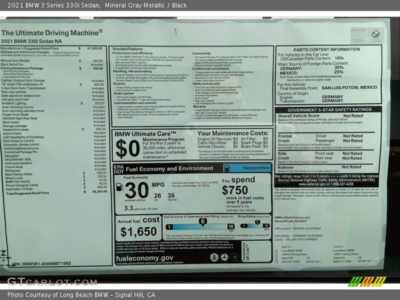 Mineral Gray Metallic / Black 2021 BMW 3 Series 330i Sedan