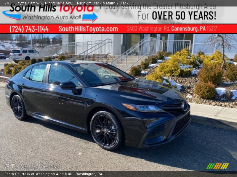 Midnight Black Metallic / Black 2021 Toyota Camry SE Nightshade AWD