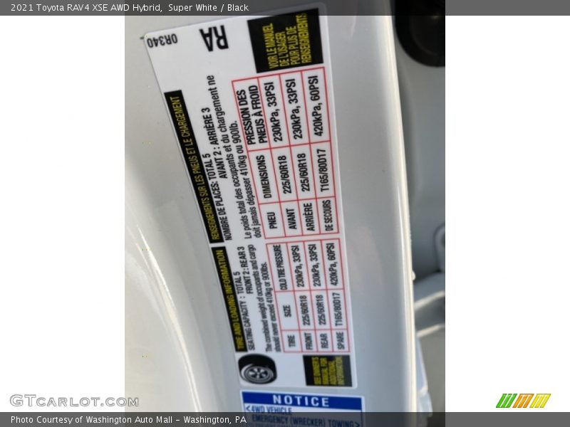 Super White / Black 2021 Toyota RAV4 XSE AWD Hybrid