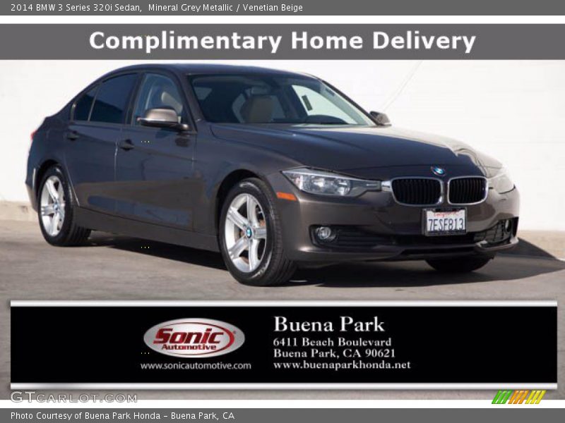 Mineral Grey Metallic / Venetian Beige 2014 BMW 3 Series 320i Sedan