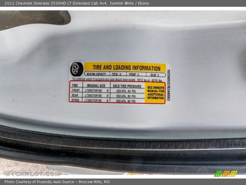 Summit White / Ebony 2011 Chevrolet Silverado 3500HD LT Extended Cab 4x4