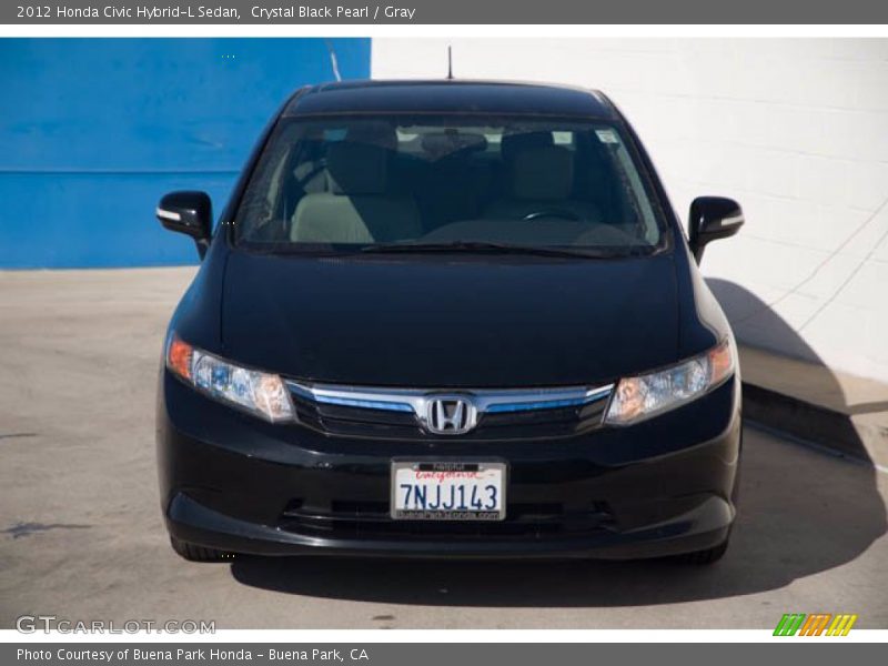 Crystal Black Pearl / Gray 2012 Honda Civic Hybrid-L Sedan