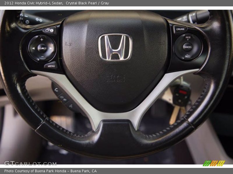 Crystal Black Pearl / Gray 2012 Honda Civic Hybrid-L Sedan