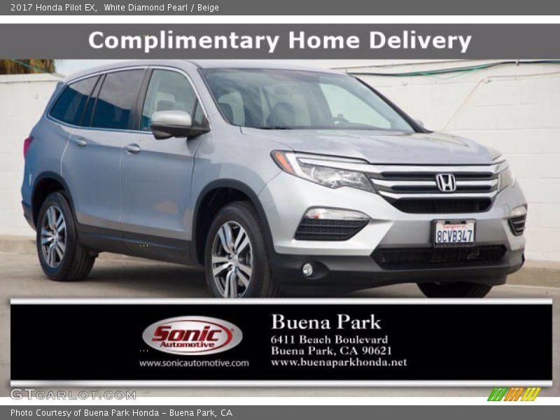 White Diamond Pearl / Beige 2017 Honda Pilot EX
