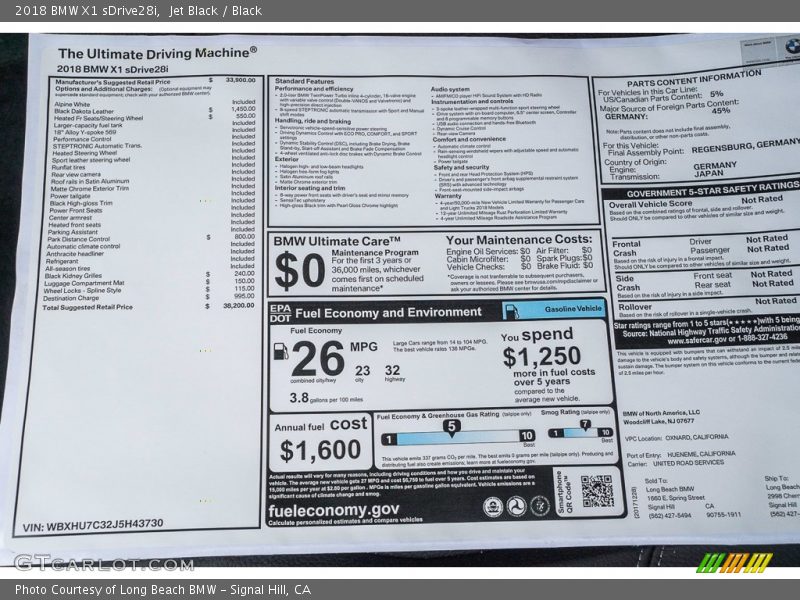 Jet Black / Black 2018 BMW X1 sDrive28i