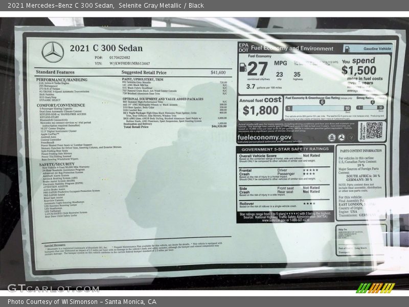 Selenite Gray Metallic / Black 2021 Mercedes-Benz C 300 Sedan