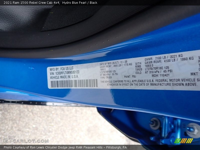 Hydro Blue Pearl / Black 2021 Ram 1500 Rebel Crew Cab 4x4