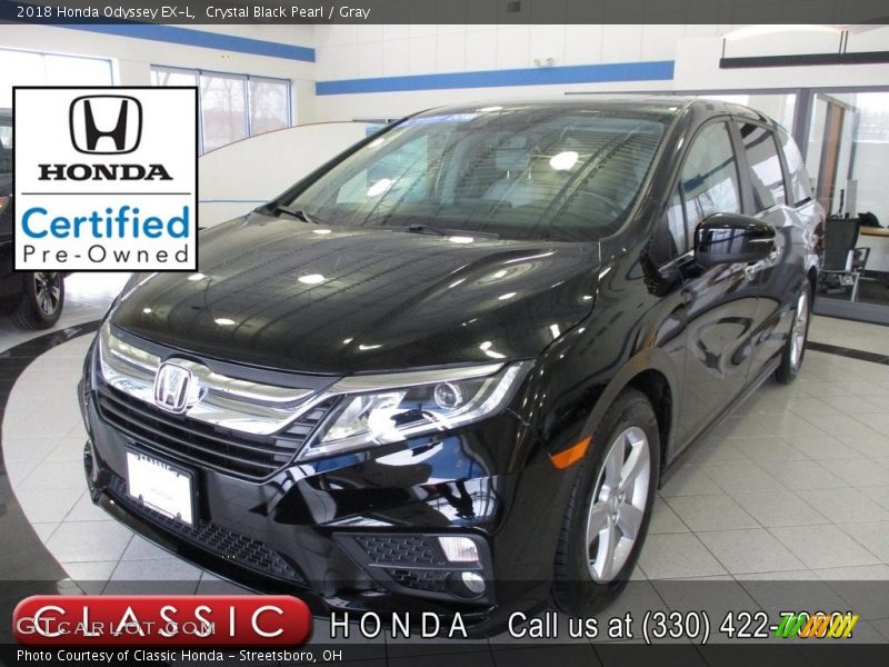 Crystal Black Pearl / Gray 2018 Honda Odyssey EX-L