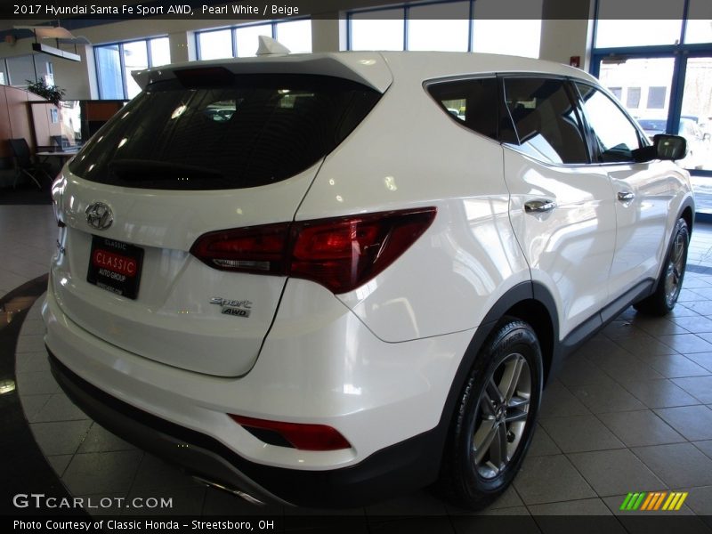 Pearl White / Beige 2017 Hyundai Santa Fe Sport AWD