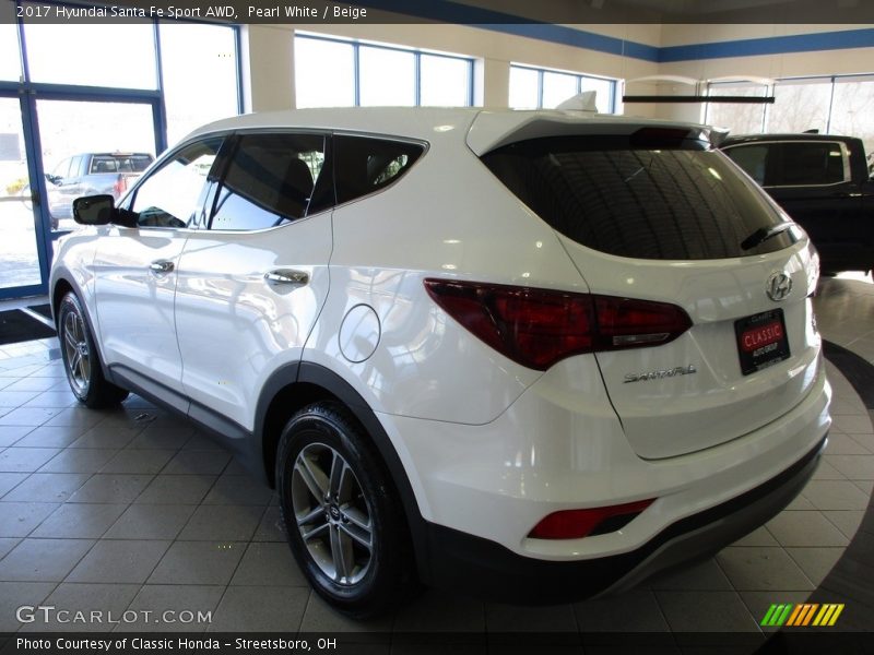 Pearl White / Beige 2017 Hyundai Santa Fe Sport AWD