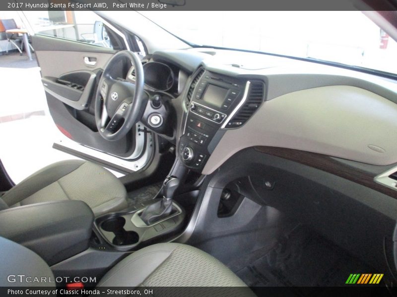 Pearl White / Beige 2017 Hyundai Santa Fe Sport AWD