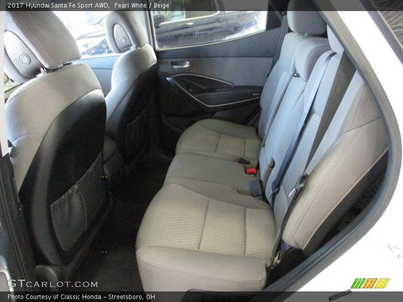 Pearl White / Beige 2017 Hyundai Santa Fe Sport AWD