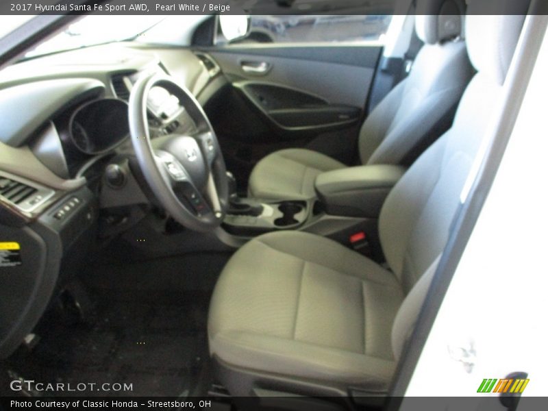 Pearl White / Beige 2017 Hyundai Santa Fe Sport AWD