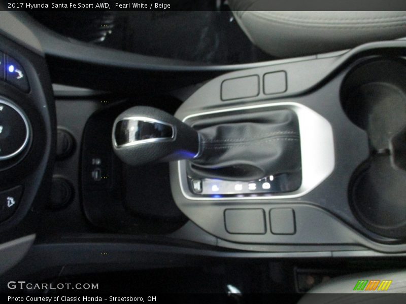 Pearl White / Beige 2017 Hyundai Santa Fe Sport AWD