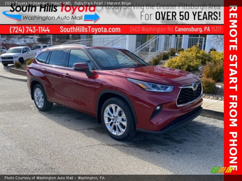 Ruby Flare Pearl / Harvest Beige 2021 Toyota Highlander Limited AWD