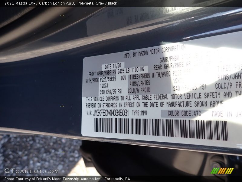 Polymetal Gray / Black 2021 Mazda CX-5 Carbon Edition AWD