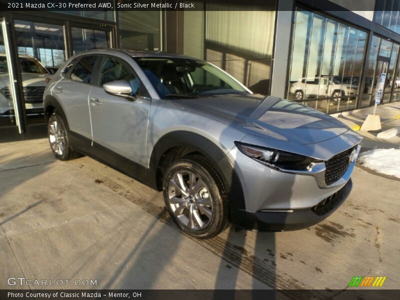 Sonic Silver Metallic / Black 2021 Mazda CX-30 Preferred AWD