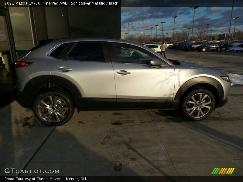 Sonic Silver Metallic / Black 2021 Mazda CX-30 Preferred AWD