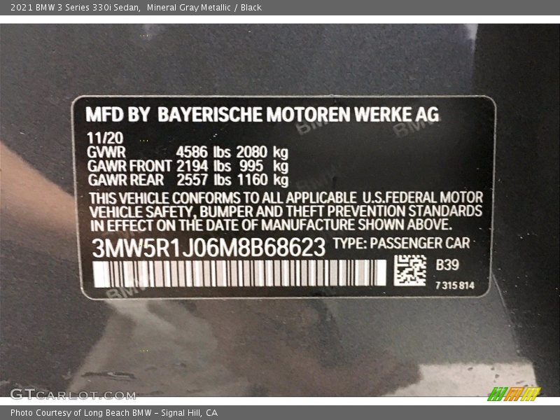 Mineral Gray Metallic / Black 2021 BMW 3 Series 330i Sedan