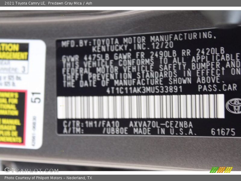 Predawn Gray Mica / Ash 2021 Toyota Camry LE