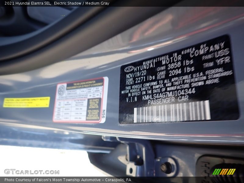 Electric Shadow / Medium Gray 2021 Hyundai Elantra SEL
