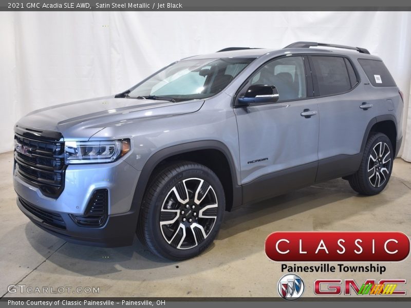 Satin Steel Metallic / Jet Black 2021 GMC Acadia SLE AWD