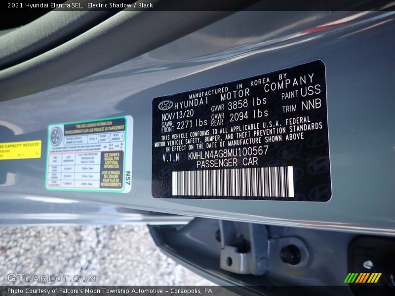 Electric Shadow / Black 2021 Hyundai Elantra SEL