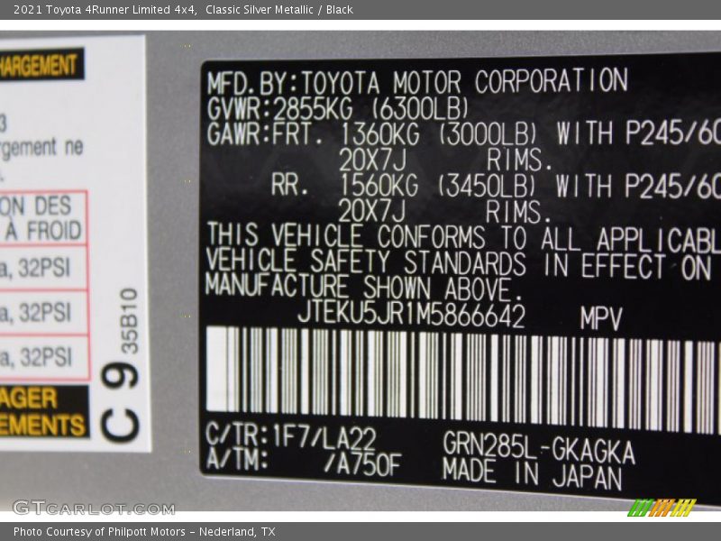 Classic Silver Metallic / Black 2021 Toyota 4Runner Limited 4x4