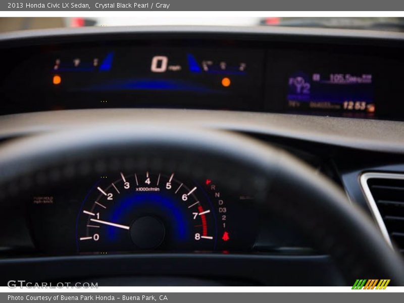 Crystal Black Pearl / Gray 2013 Honda Civic LX Sedan