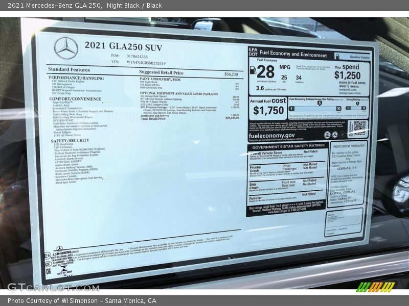 Night Black / Black 2021 Mercedes-Benz GLA 250