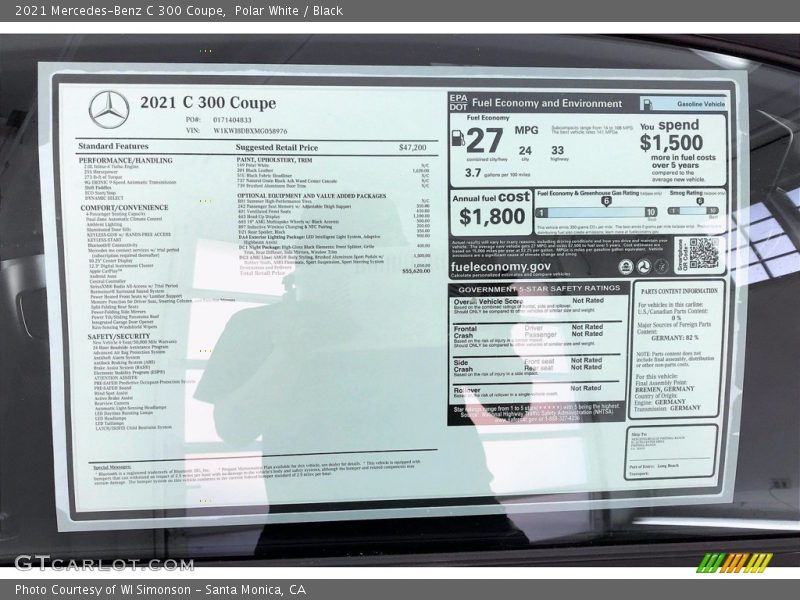 Polar White / Black 2021 Mercedes-Benz C 300 Coupe