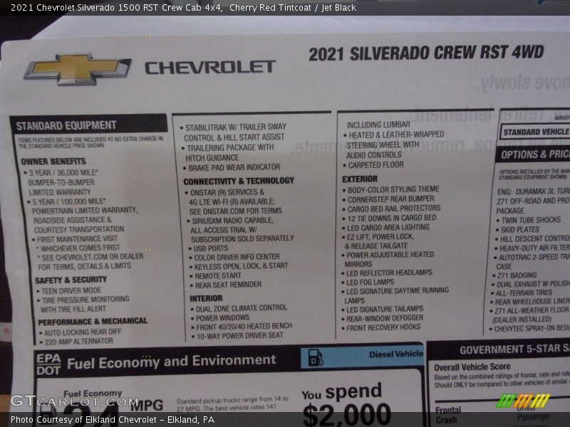 Cherry Red Tintcoat / Jet Black 2021 Chevrolet Silverado 1500 RST Crew Cab 4x4