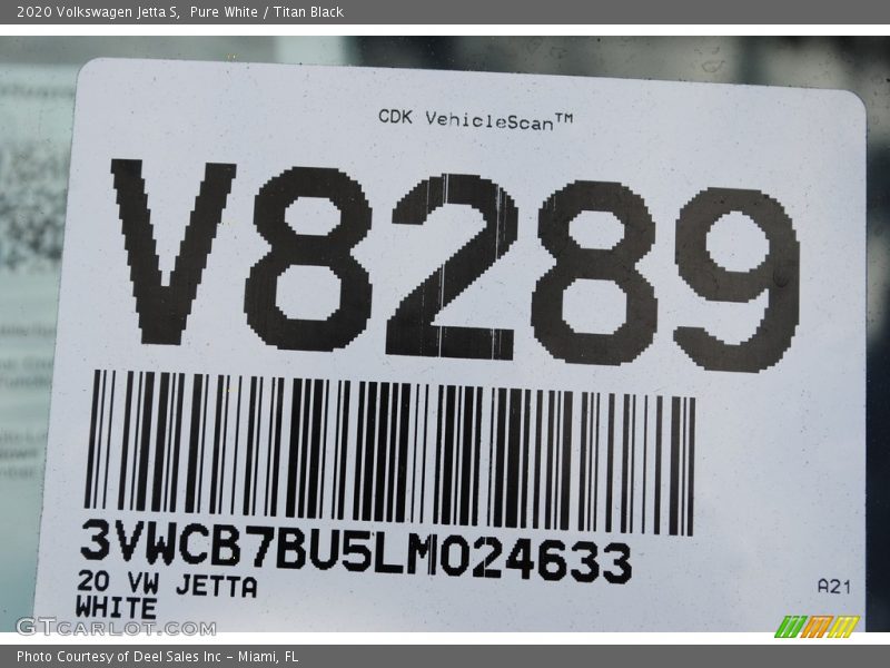 Pure White / Titan Black 2020 Volkswagen Jetta S