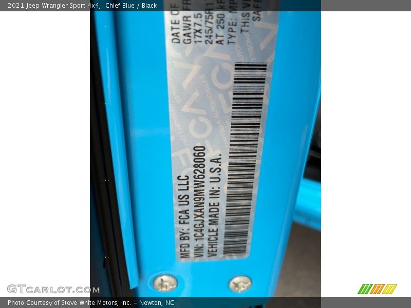 Chief Blue / Black 2021 Jeep Wrangler Sport 4x4