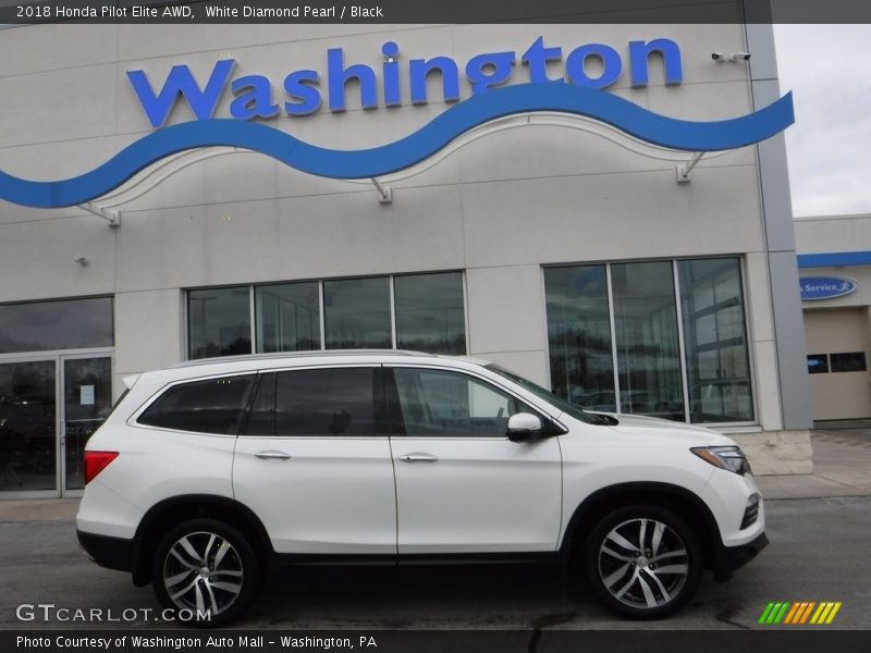 White Diamond Pearl / Black 2018 Honda Pilot Elite AWD