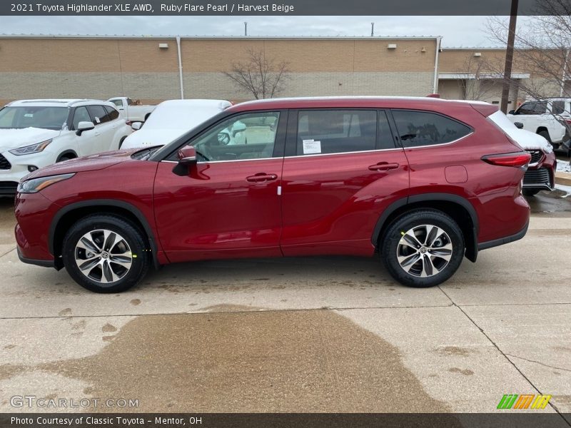 Ruby Flare Pearl / Harvest Beige 2021 Toyota Highlander XLE AWD