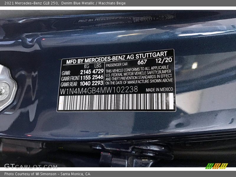 Denim Blue Metallic / Macchiato Beige 2021 Mercedes-Benz GLB 250