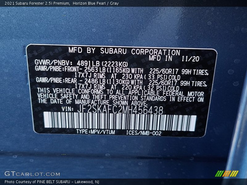 Horizon Blue Pearl / Gray 2021 Subaru Forester 2.5i Premium