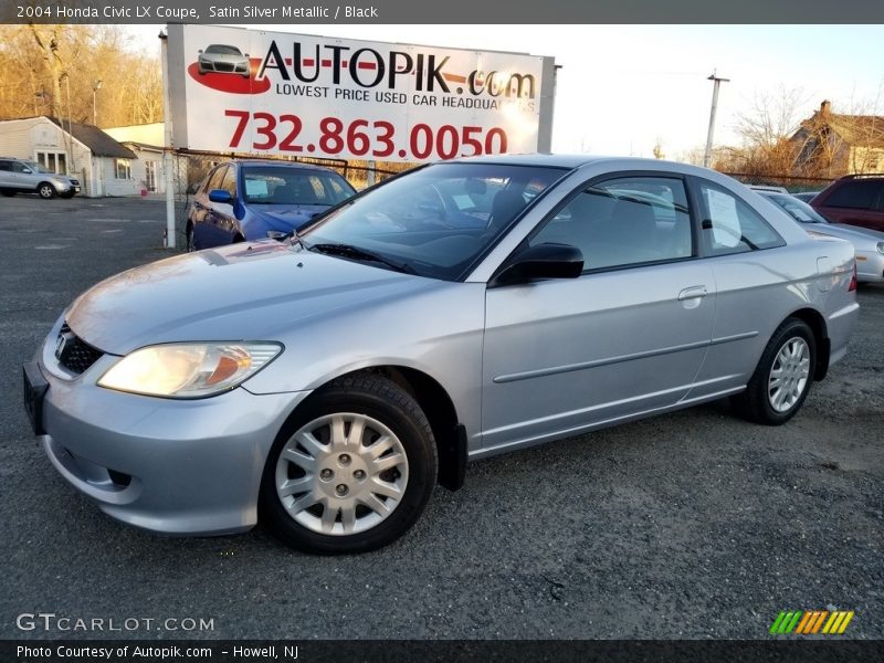 Satin Silver Metallic / Black 2004 Honda Civic LX Coupe