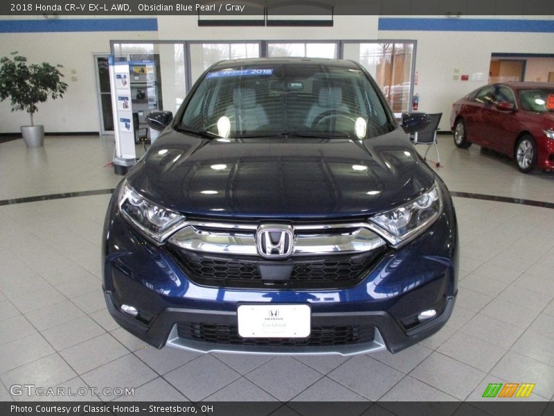 Obsidian Blue Pearl / Gray 2018 Honda CR-V EX-L AWD