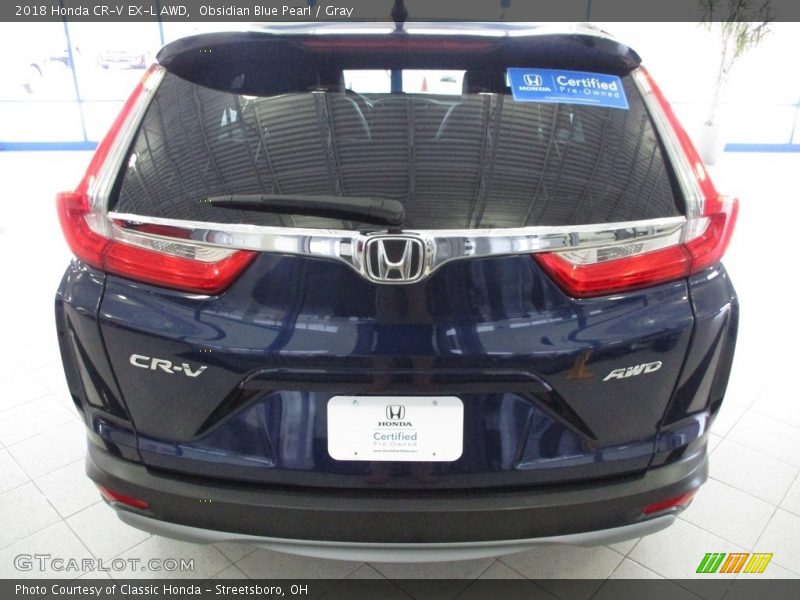 Obsidian Blue Pearl / Gray 2018 Honda CR-V EX-L AWD
