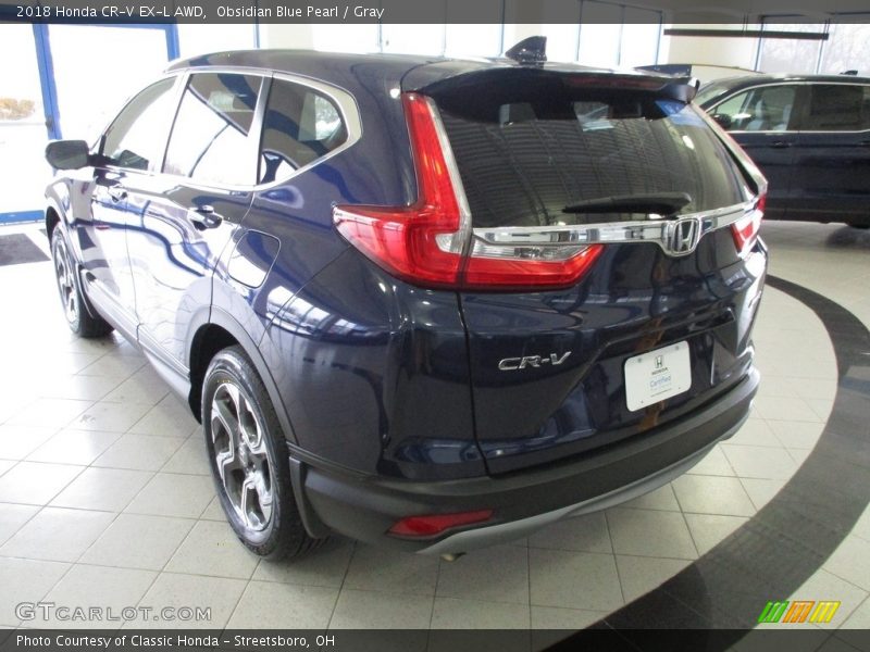 Obsidian Blue Pearl / Gray 2018 Honda CR-V EX-L AWD