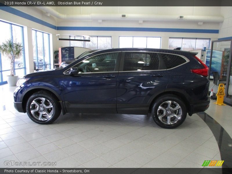 Obsidian Blue Pearl / Gray 2018 Honda CR-V EX-L AWD